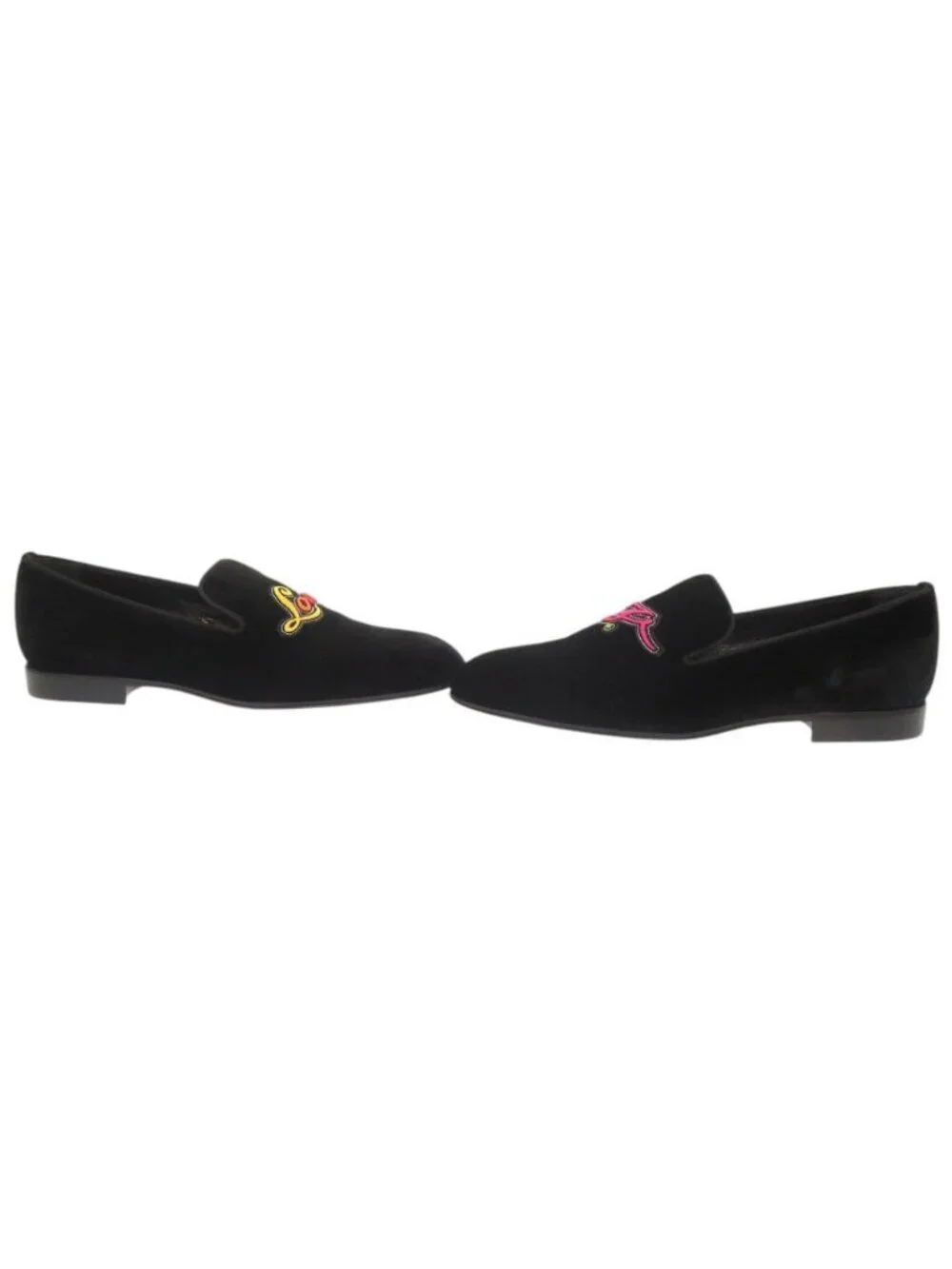Louis Vuitton Auteuil Velour 6 Black Loafers Opera Shoes Flat